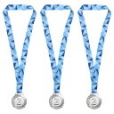 PATIKIL 6.5 cm 銀賞メダル 3個 オリンピックスタイル 優勝賞メダル 3位賞 リボン付き ゲーム スポーツ大会用