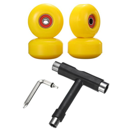 PATIKIL 52mm 95A スケートボードホイール 赤いベアリング付き 4個セット スケートボードトリックやクルーザーホイール 交換用 イエロー PATIKIL 52mm 95A スケートボードホイール 赤いベアリング付き 4個セット スケートボードトリックやクルーザーホイール 交換用 イエロー