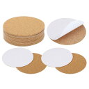 PATIKIL 100x1mm 自己粘着コルクコースター 50個セット 円形コルククッション コルク裏地シート 再利用可能なコルクタイル ドリンク用コルクボード...