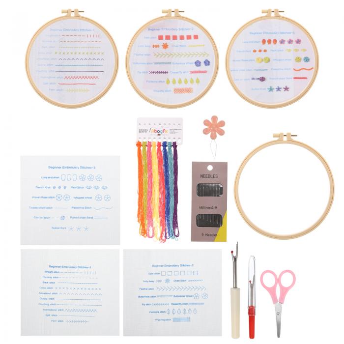 PATIKIL 初心者 ため 刺繍キット 3セット クロスステッチキット 初心者用刺繍キット 手打ちパターン 30種類 ステッチを学びながら大人女性 趣味クラフトに最適な教材