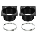 PATIKIL 101.6 mm ダクトコネクタフランジ 2個 乾燥機通気壁プレート 正方形-丸型ストレート クランプ付き 暖房 冷房 換気扇用 黒