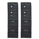 PATIKIL 教室用10スロットポケットチャート 2個セット 大型黒収納ポケットチャート 壁掛けフック付きラベル付きファイルフォルダーペーパーオフィ ス壁ドア教師用 36x120cm