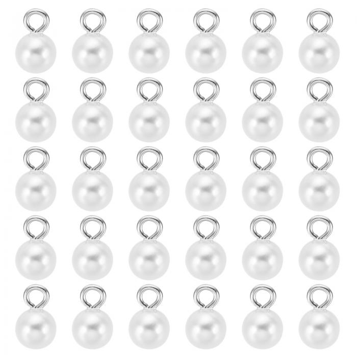 PATIKIL 8 mm パール装飾 100個 パールビーズ フェイクパール ペンダント装飾 美しい DIY 宝石作成 ブレスレット イヤリング ネックレス ウェディング クラフト用 シルバーホワイト