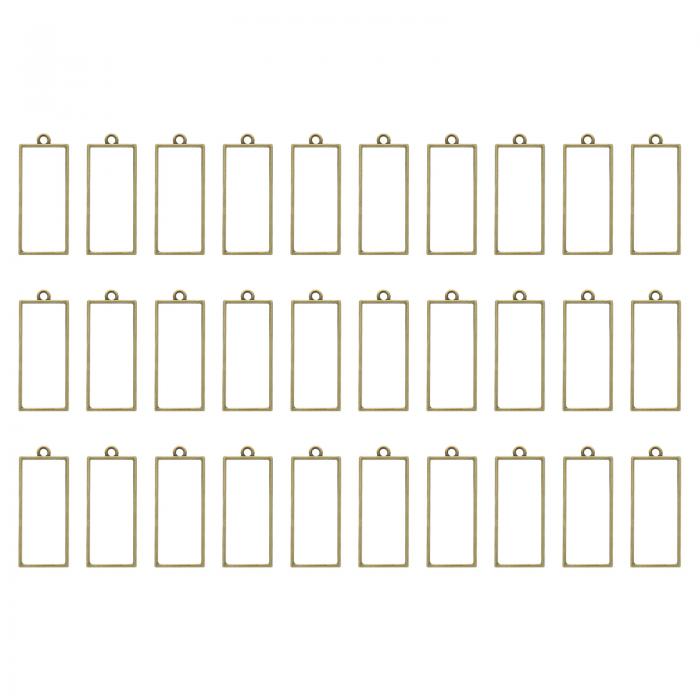 PATIKIL 30個 オープンベゼル 樹脂ベゼルペンダントモールド オープンバックベゼル 幾何学的なプレス装飾 バルク 合金 中空フレーム 樹脂宝石作成 イヤリング ネックレス用 長方形 ブロンズ