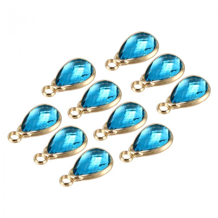 PATIKIL 誕生石装飾ビーズドロップペンダント 10個セット 水晶製 手作り 誕生石 0.51 x 0.28インチ パーソナライズされたイヤリング ブレスレット ネックレス キーチェーン 宝石メイキング ライトブルー