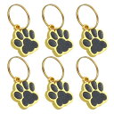 PATIKIL 動物 犬猫 足跡ペンダント 6個セット 水晶フットプリントビーズスナップボタン DIYネックレスブレスレットエナメル宝石作り 黒(3)
