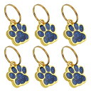 PATIKIL 動物 犬猫 足跡ペンダント 6個 水晶フットプリントビーズスナップボタン DIYネックレスブレスレットエナメル宝石作り ブルー