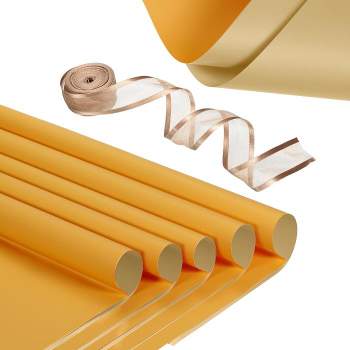 PATIKIL 20枚 花包装紙 リボン付き 防水花包装紙 DIYクラフトパッケージングブーケ用 花束用品 22.8x22..