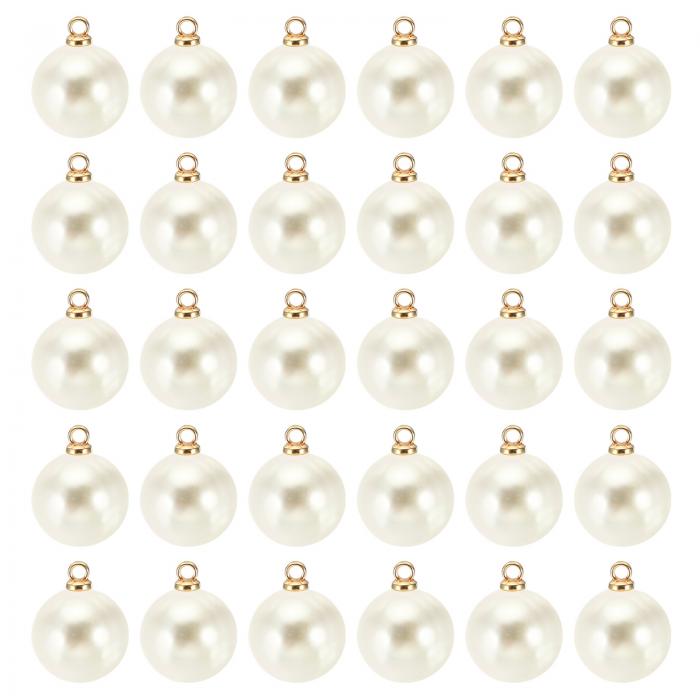 PATIKIL 12 mm パール装飾 100個 パールビーズ フェイクパール ペンダント装飾 美しい DIY 宝石製作 ブレスレット イヤリング ネックレス ウェディング クラフト用 金 ベージュ