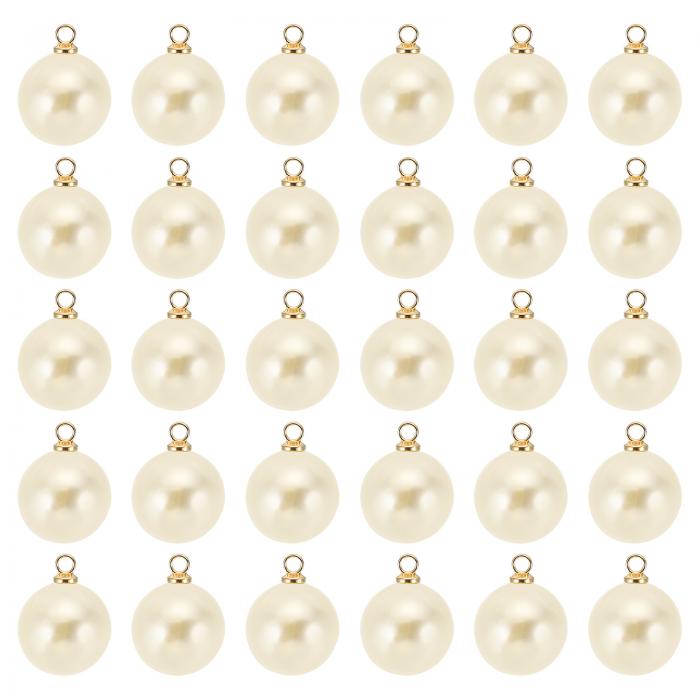 PATIKIL 14 mm パール装飾 100個 パールビーズ フェイクパール ペンダント装飾 美しい DIY 宝石製作 ブレスレット イヤリング ネックレス ウェディング クラフト用 金 ベージュ
