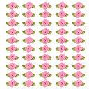 PATIKIL 15mm 小さなサテンリボン バラ 100個 生地 花 装飾 ロ ゼットアップリケ 緑 葉付き DIYクラフト ウェディングデコレーション ローズピンク