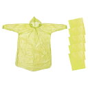 PATIKIL レインポンチョ 5個 ユニセックス 使い捨て緊急レインコート フード付き プラスチックレインジャケット 雨や水の保護用 イエロー
