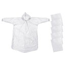 PATIKIL レインポンチョ 5個 ユニセックス 使い捨て緊急レインコート フード付き プラスチックレインジャケット 雨や水の保護用 ホワイト