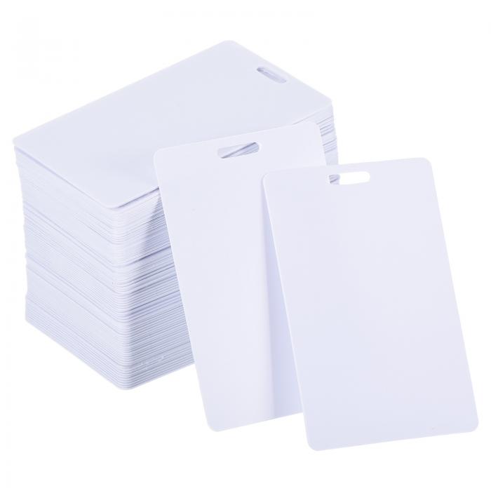 PATIKIL スロットパンチ付きPVCカード 100枚入り 30ミル グラフィック品質印刷可能な縦型ブ ランクカード IDバッジ 名刺用 ホワイト