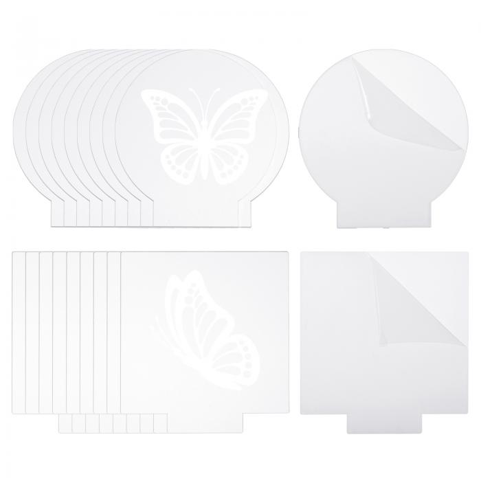 PATIKIL 20個セット アクリル板 クリア ブ ランク キャスト LEDライトベース用 2mm厚 スクエア/ラウンド 透明パネルボード フィルム付き テー...