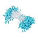 PATIKIL 3 mm 双頭花おしべ 150個 造花 おしべ めしべ クッションパール フローラルおしべ IY クリスマスカード 結婚式の装飾用 スカイブルー