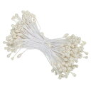 PATIKIL 3 mm 双頭花おしべ 150個 造花 おしべ めしべ クッションパール フローラルおしべ IY クリスマスカード 結婚式の装飾用 クリームホワイト