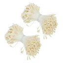 PATIKIL 2.5 mm 双頭花おしべ 680個 造花 おしべ めしべ クッションパール フローラルおしべ IY クリスマスカード 結婚式の装飾用 クリームホワイト