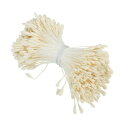 PATIKIL 2.5 mm 双頭花おしべ 340個 造花 おしべ めしべ クッションパール フローラルおしべ IY クリスマスカード 結婚式の装飾用 クリームホワイト