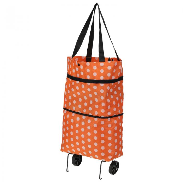 楽天uxcell japanPATIKIL 折りたたみ可能なホイール付きショッピングバッグ 再利用可能なトロリーバッグ 野菜 果物 衣類 収納用トラベルバッグ オレンジ色