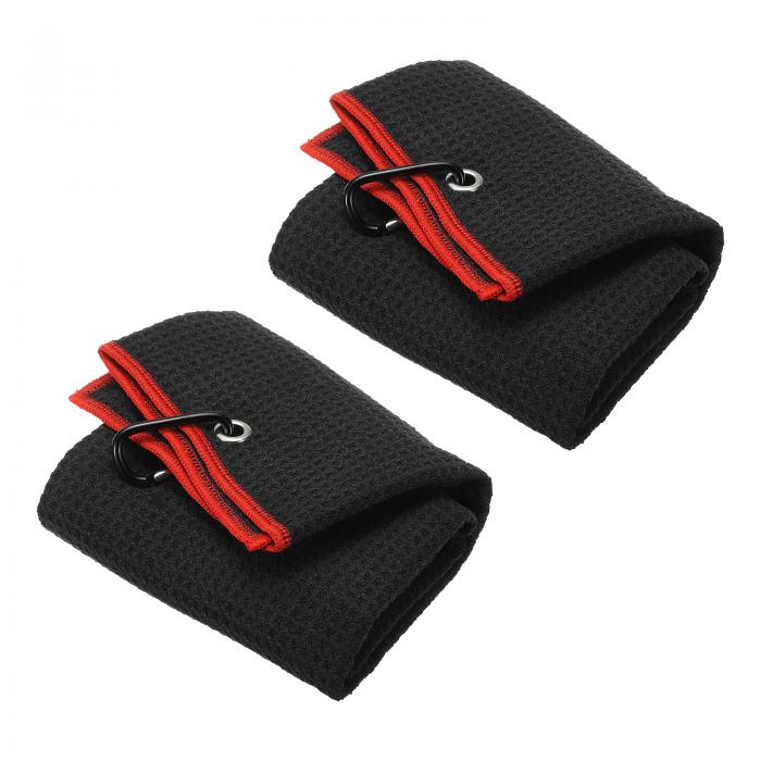 PATIKIL 50 x 40 cm 三つ折りゴルフタオル 2個 マイクロファイバーワッフル柄タオル 吸水ソフトタオル ..