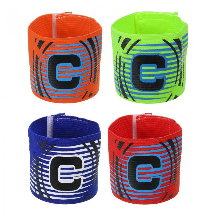 PATIKIL キャプテン腕章 4個セット アウトドアフットボールトレーニングチーム用 調整可能な弾性キャプテン腕章 4色