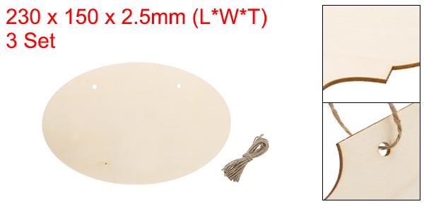 PATIKIL 未完成 木製サイン 3個セット 木工品 クラフト用ドアハンガー 壁アート装飾用 木製プラーク スタイル2