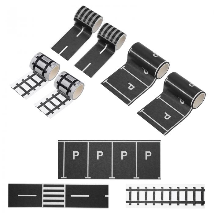 PATIKIL ロードテープ 6ロールプレイテープカートラッ クテープトラフィック和紙テープハイウェイトレイン DIYクラフトアートジャーナルスク ラップブックプランナー用 黒