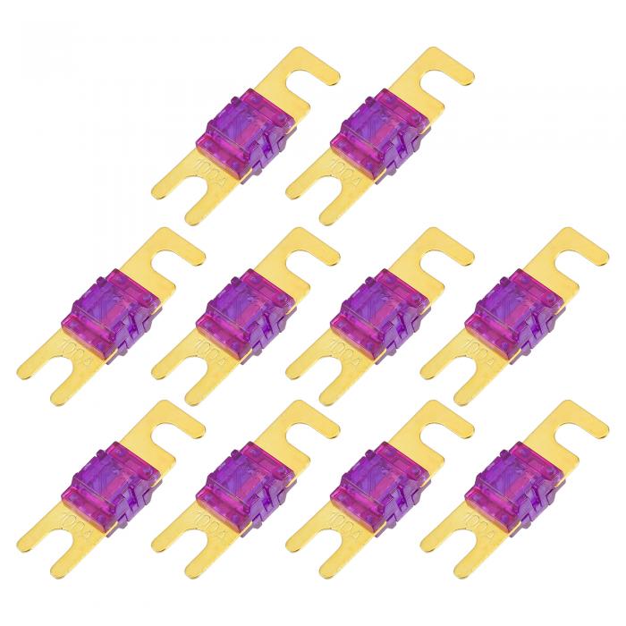 Hihaha ミニANLヒューズ100A / 車両用オーディオCDヒューズ / 耐久性 / 10個セット 金色 紫