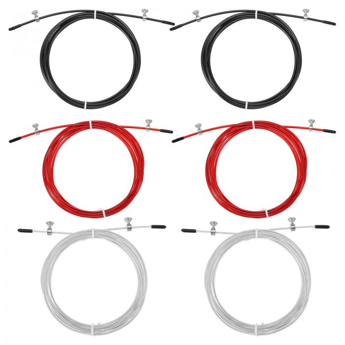 PATIKIL 3 M スピード縄跳び交換ケーブル 6個 2.5 mm プロの縄跳びスチールワイヤー交換 高速縄跳び用 黒 レッド ホワイト