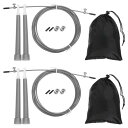 PATIKIL スピード縄跳び 2セット 速度調整可能な縄跳び もつれのない高速縄跳び 収納バッグとスペアパーツ付き フィットネストレーニング用 グレー