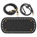 uxcell レザーバッグバックパック作りセット レザー財布作りキット バッグ底付き ショルダーストラップ 巾着 DIYバッグ作り用 黒 3個