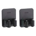uxcell 2個セット モップ掛け掃除機掛け壁掛けホルダー 304ステンレス製 掃除機ホルダー 自己接着式 黒 ネジ付き 浴室 洗濯室用