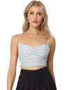 Allegra K タンクトップ トップス スパークル グリッター パーティー プリーツ スイング バック ストラップ ノースリーブ レディース ホワイト XL