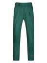 Lars Amadeus プリーツフロント フォーマル ドレス パンツ ストライプ テーパード パンツ ハイウェスト メンズ グリーン 28