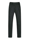 Lars Amadeus ストライプ ドレス パンツ プリーツフロント ビジネス テーパード クロップド パンツ メンズ ブラック 38