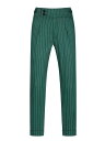 Lars Amadeus ストライプ ドレス パンツ プリーツフロント ビジネス テーパード クロップド パンツ メンズ グリーン 38