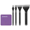 uxcell 4個セット レザープロングパンチ 6mm 1/2/4/6本のプロング ダイヤモンドレーシング 高炭素鋼 レザーステッチングパンチ チゼル ホールパ...
