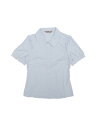 Allegra K ブラウス レディース 半袖 シフオンブラウス 襟付き シャツ オフィス カジュアル トップス 着痩せ おしゃれ 通勤 OL ライトブルー S