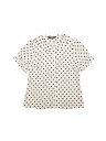 Allegra K フリル水玉 トップス ヴィンテージ シャツ パフスリーブ レディース ホワイト L