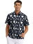 Lars Amadeus メンズトップス 夏用 水玉柄プリントシャツ コントラストカラー 半袖 ボタンダウンシャツ 折り襟 ネイビーブルー S