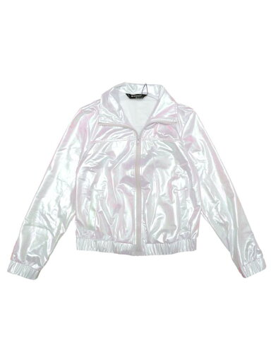 Allegra K トラックジャケット メタリックジャケット ジップフロント シャイニー 長袖 レディース ホワイトホログラフィック S Allegra K トラックジャケット メタリックジャケット ジップフロント シャイニー 長袖 レディース ホワイトホログラフィック S