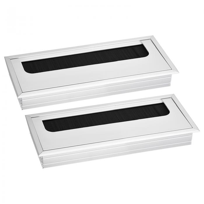 uxcell 2個セット ケーブルホールカバー 150mm x 70mm アルミ合金製 レクタングルデスクワイヤーコード..