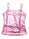 Allegra K キャミソール タンクトップ 光沢 ベスト ノースリーブ ダンス 衣装 パーティー メタリック シャツ レディース ピンク XS