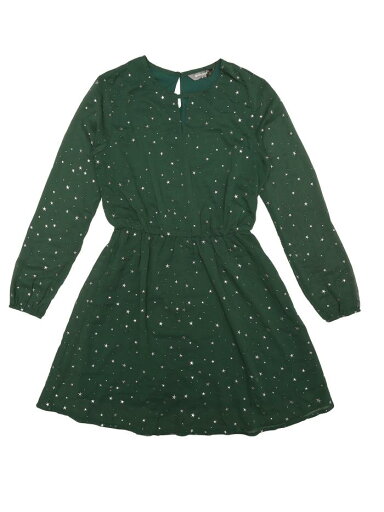Allegra K フレアワンピース Aライン 長袖 チョーカー風Vネック メタリック シャイニー 星柄 レディース 深緑の星 L Allegra K フレアワンピース Aライン 長袖 チョーカー風Vネック メタリック シャイニー 星柄 レディース 深緑の星 L