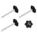 uxcell クランプねじノブ 4個 M5 x 60mm 六角形スターノブ プラスチックグリッ プ 手締めねじハンドル 傘ベース 機械家具用 直径25mm