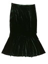 Allegra K ミディ フィッシュテール マーメイド スカート ボディコン ベルベット レディース グリーン XL