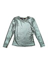 Allegra K トップスシャツ 光沢 シャイニー メタリック 長袖 クリスマス パーティー レディース ブライトブルー XS