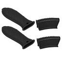 uxcell 鋳鉄スキレットハンドルカバー4個セット シリコン製ホットハンドルホルダー 鋳鉄スキレットやメタルパン用の滑り止め耐熱ハンドルカバー 黒色