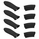 uxcell 8個セットの鋳鉄スキレットハンドルカバー シリコン製ホットハンドルホルダー 耐熱ポットハンドルスリーブ 鋳鉄フライパン 金属製鍋 グリドル用 黒